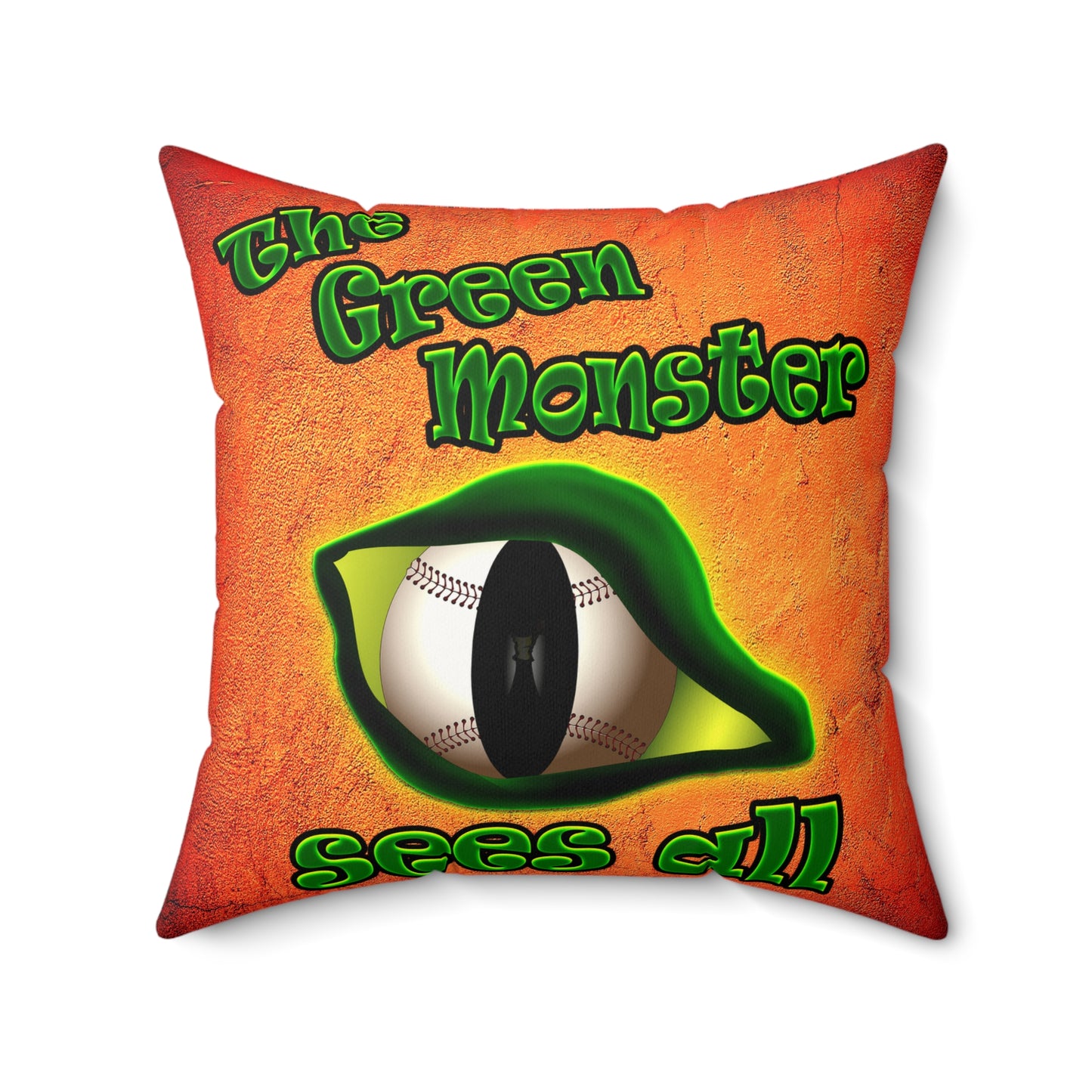 green monster - Faux Suede Square Pillow - (burnt orange)