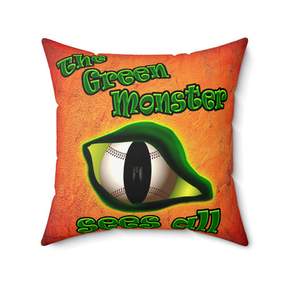 green monster - Faux Suede Square Pillow - (burnt orange)