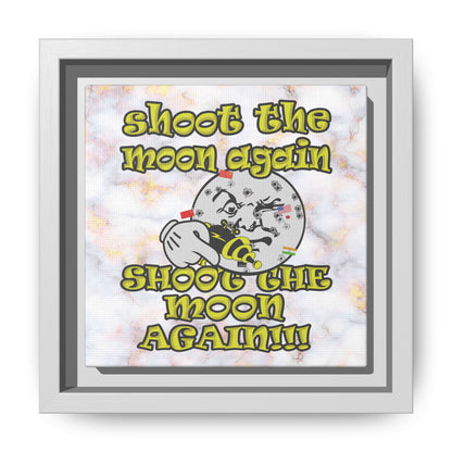 shoot the moon again - framed canvas art (white marble)