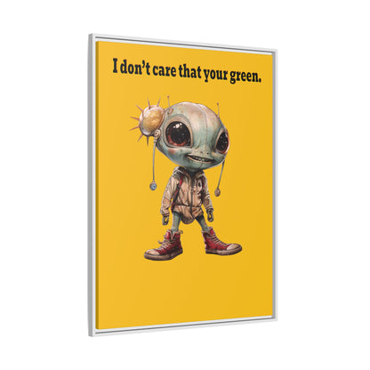 I don't care that your green - framed canvas art (yellow)