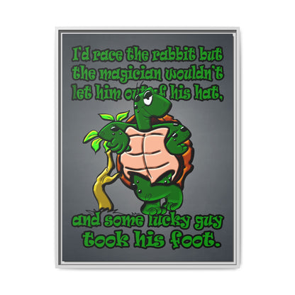 turtle race - framed canvas art (grey-light grey)