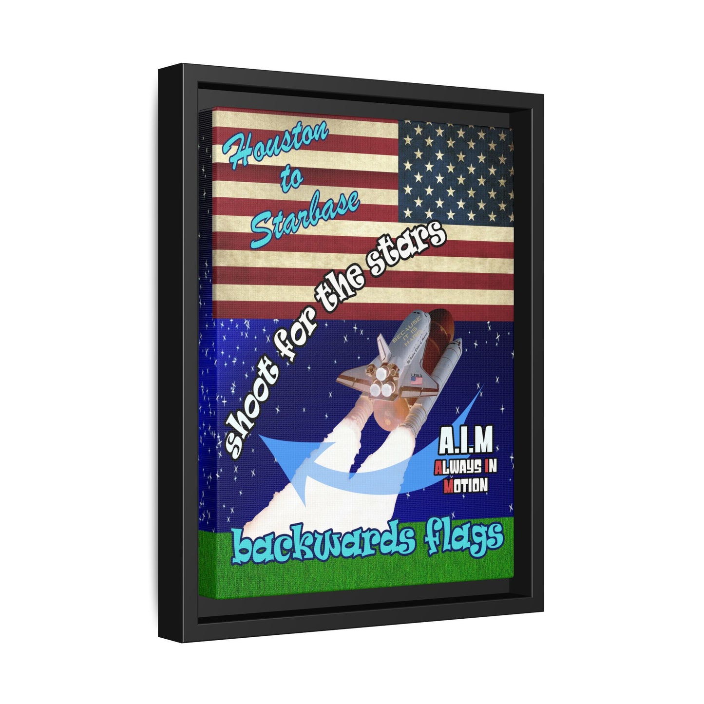 shoot for the stars - framed canvas art ('snoops' background)