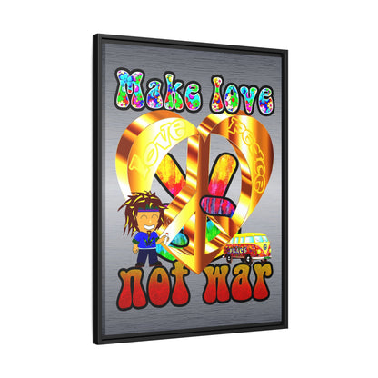 love peace - framed canvas art (brushed nickel)