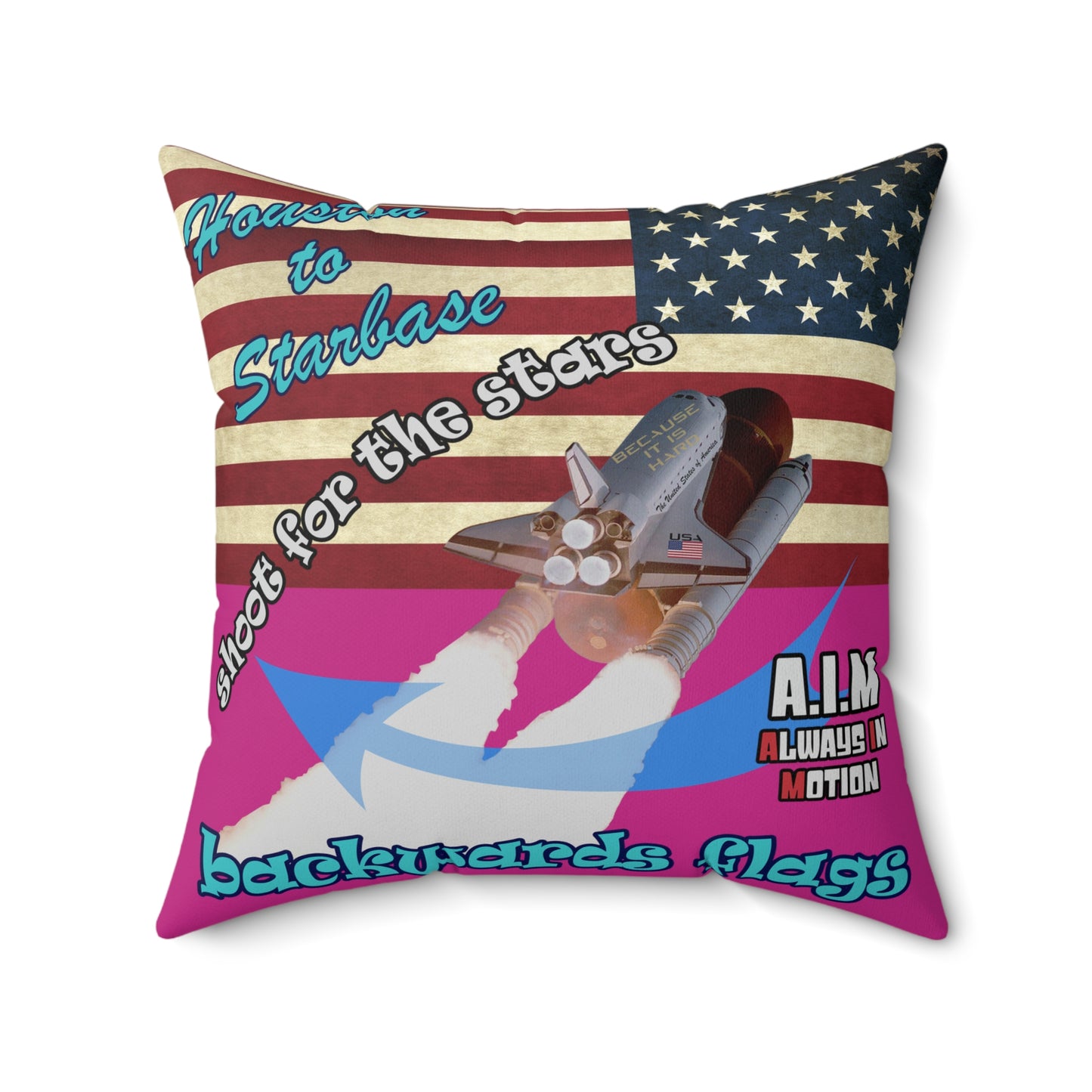 shoot for the stars - Spun Polyester Square Pillow - (pink)