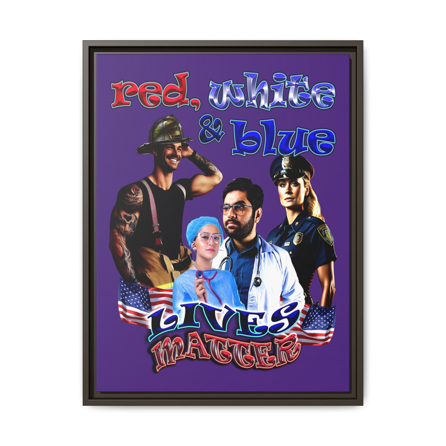 rw&b lives matter - framed canvas art (purple)