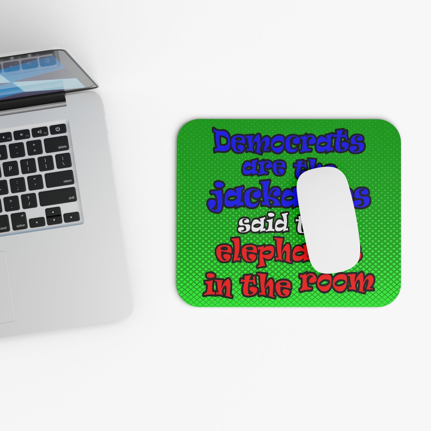 donkeys and elephants - Mouse Pad (Rectangle) (logo green)