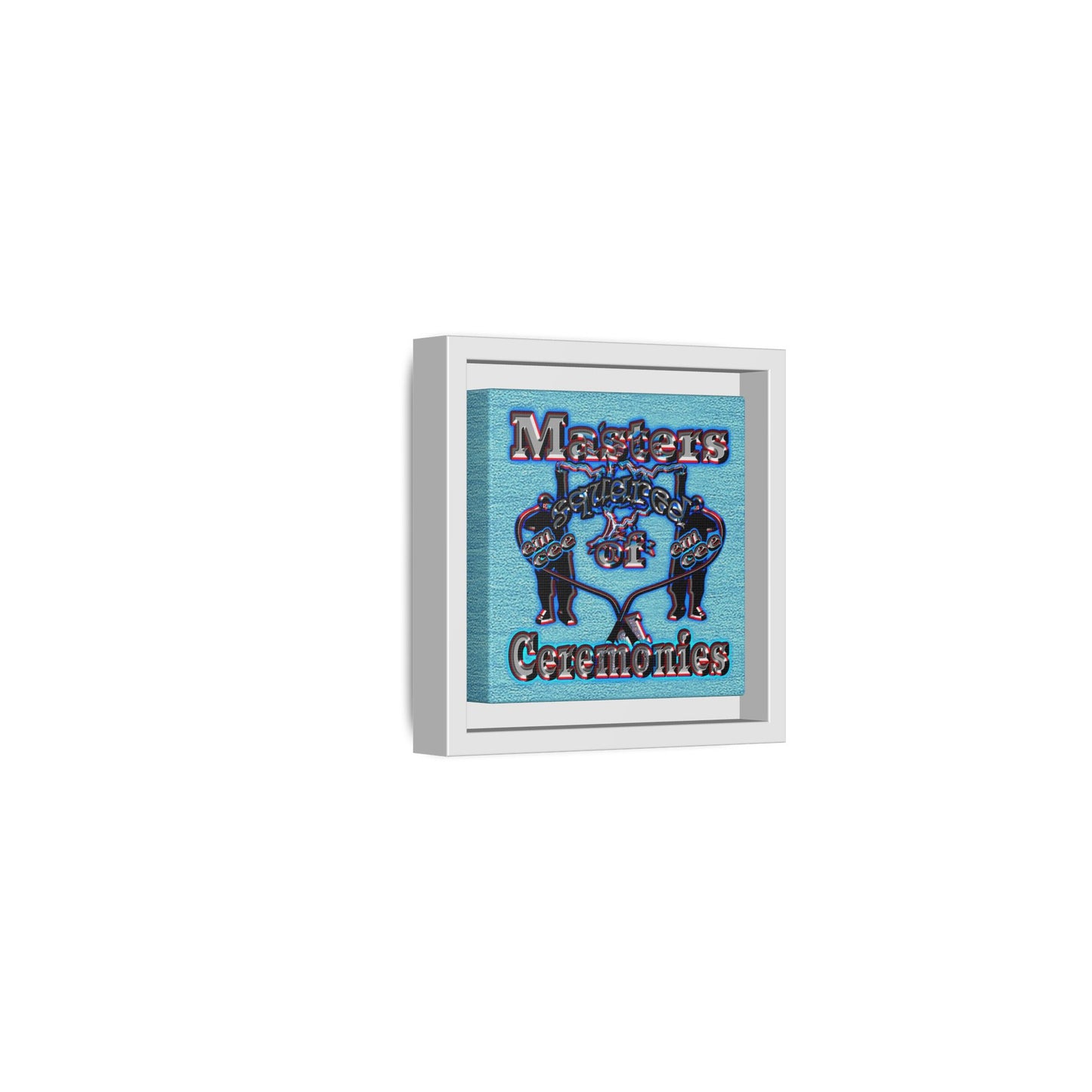 em cee squared - framed canvas art (faded blue)