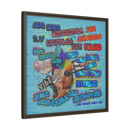 drop the beat - framed canvas art (faded blue)