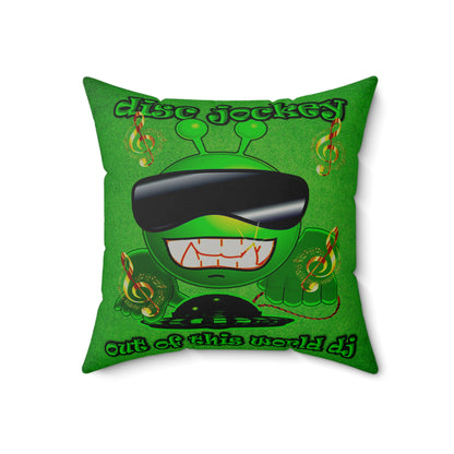 disc jockey - Faux Suede Square Pillow - (green turf)