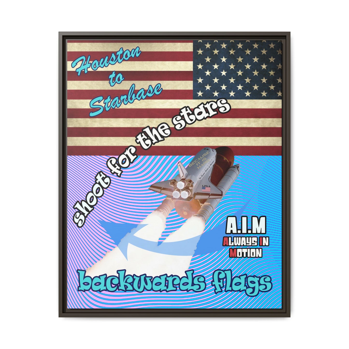 shoot for the stars - framed canvas art (light blue-purple wave)