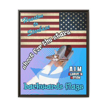 shoot for the stars - framed canvas art (light blue-purple wave)