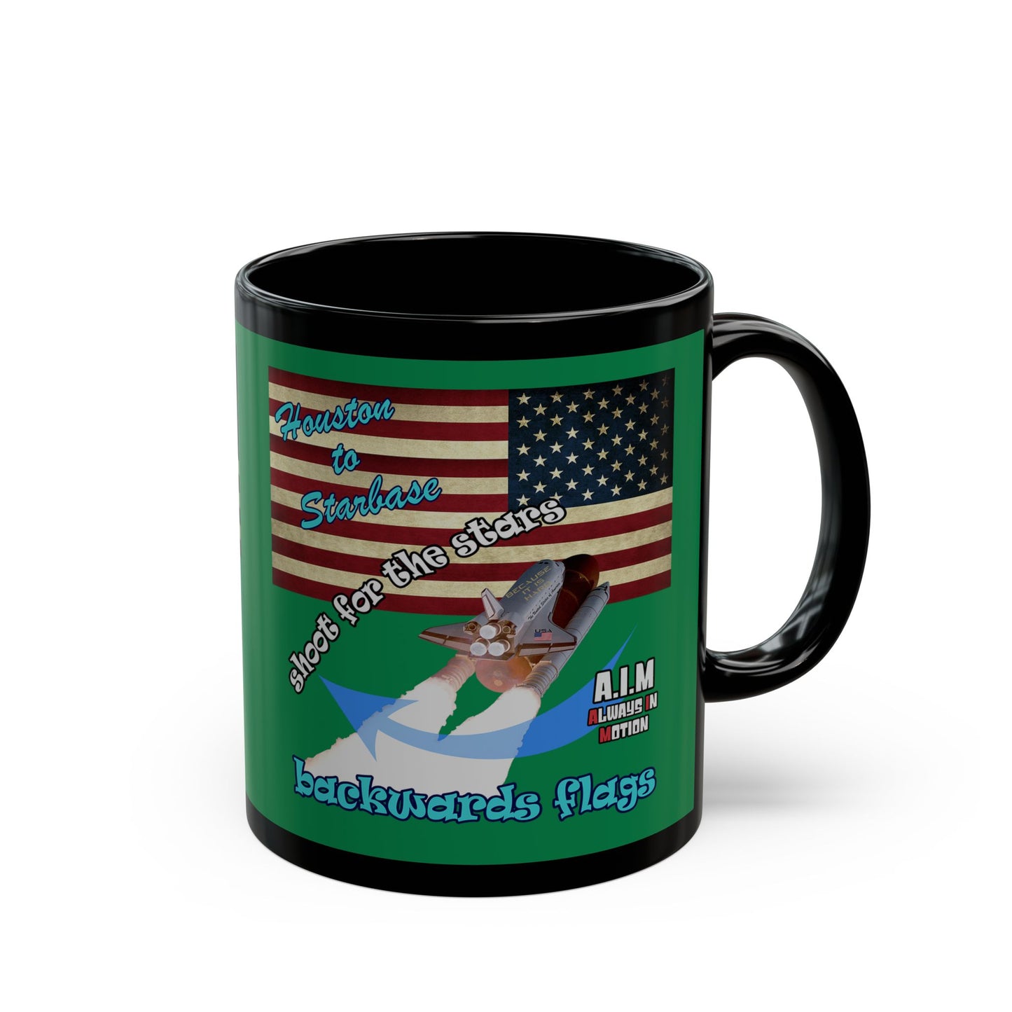 shoot for the stars - Black Mug (dark green)