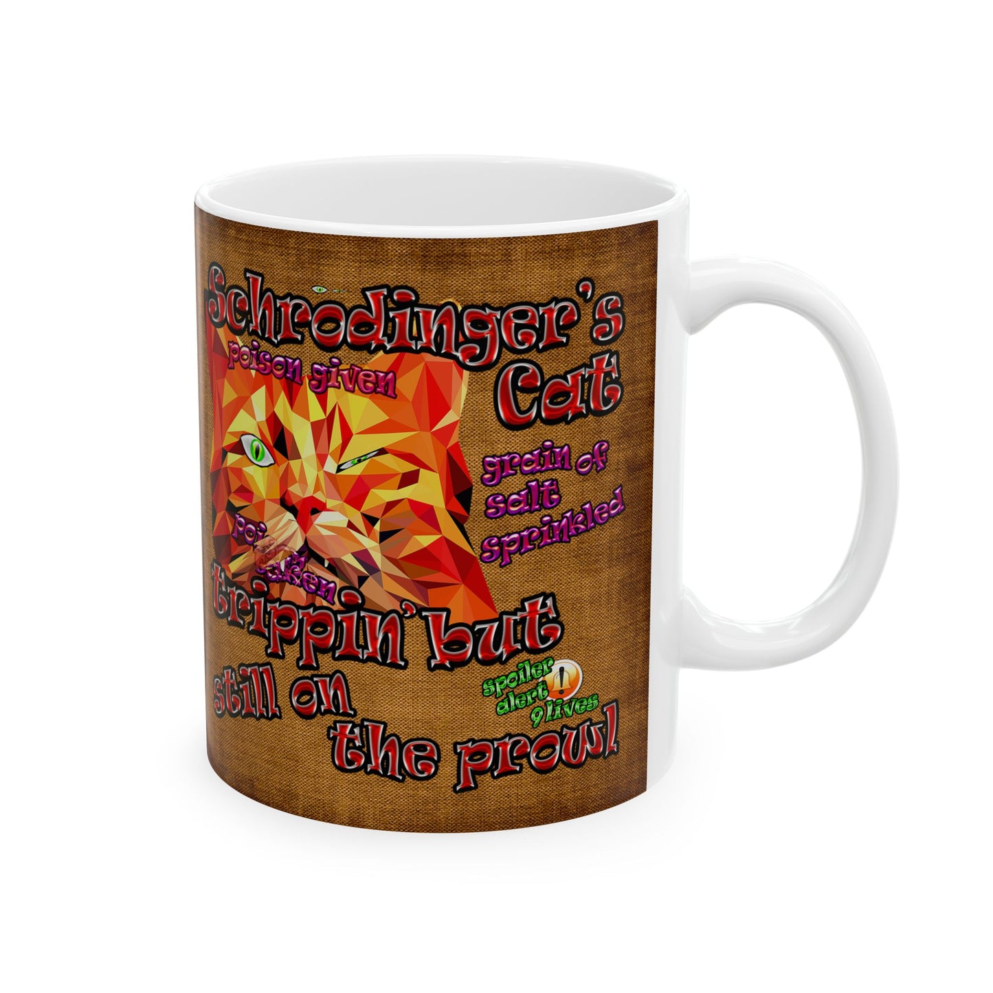 schrodinger's cat - White Mug (brown papyrus)