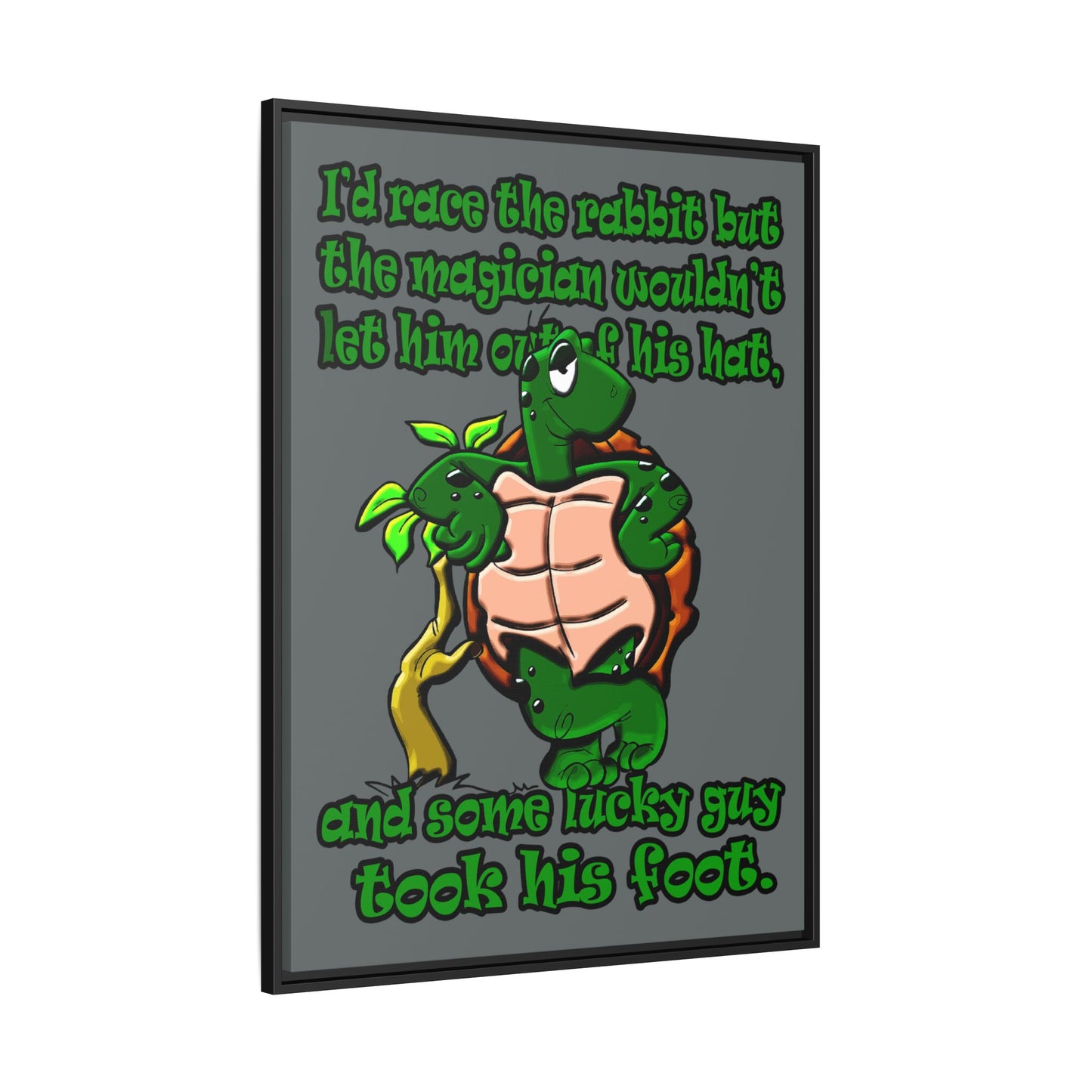 turtle race - framed canvas art (dark grey)