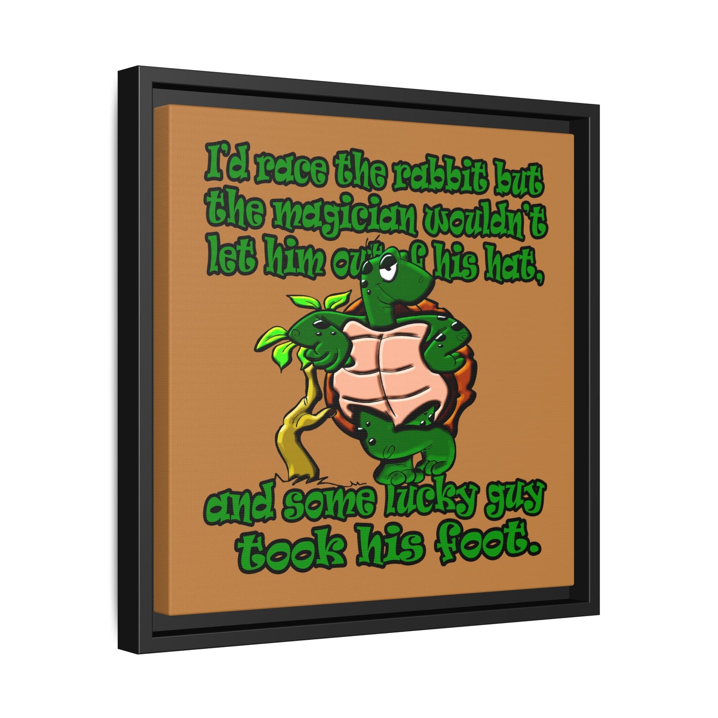 turtle race - framed canvas art (light brown)