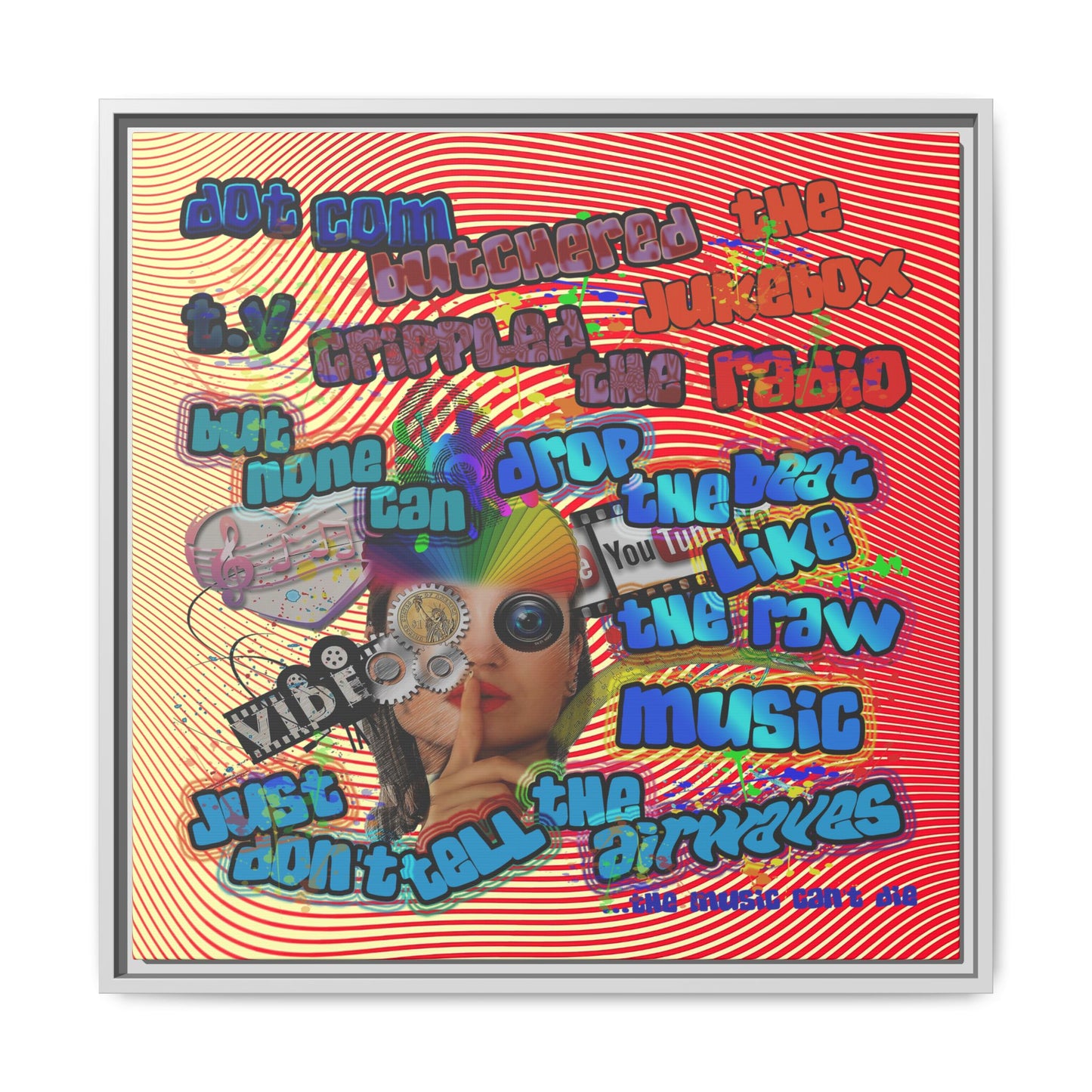 drop the beat - framed canvas art (yellow-orange wave)