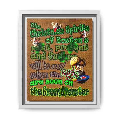 christmas spirits of boston - framed canvas art (brown papyrus)