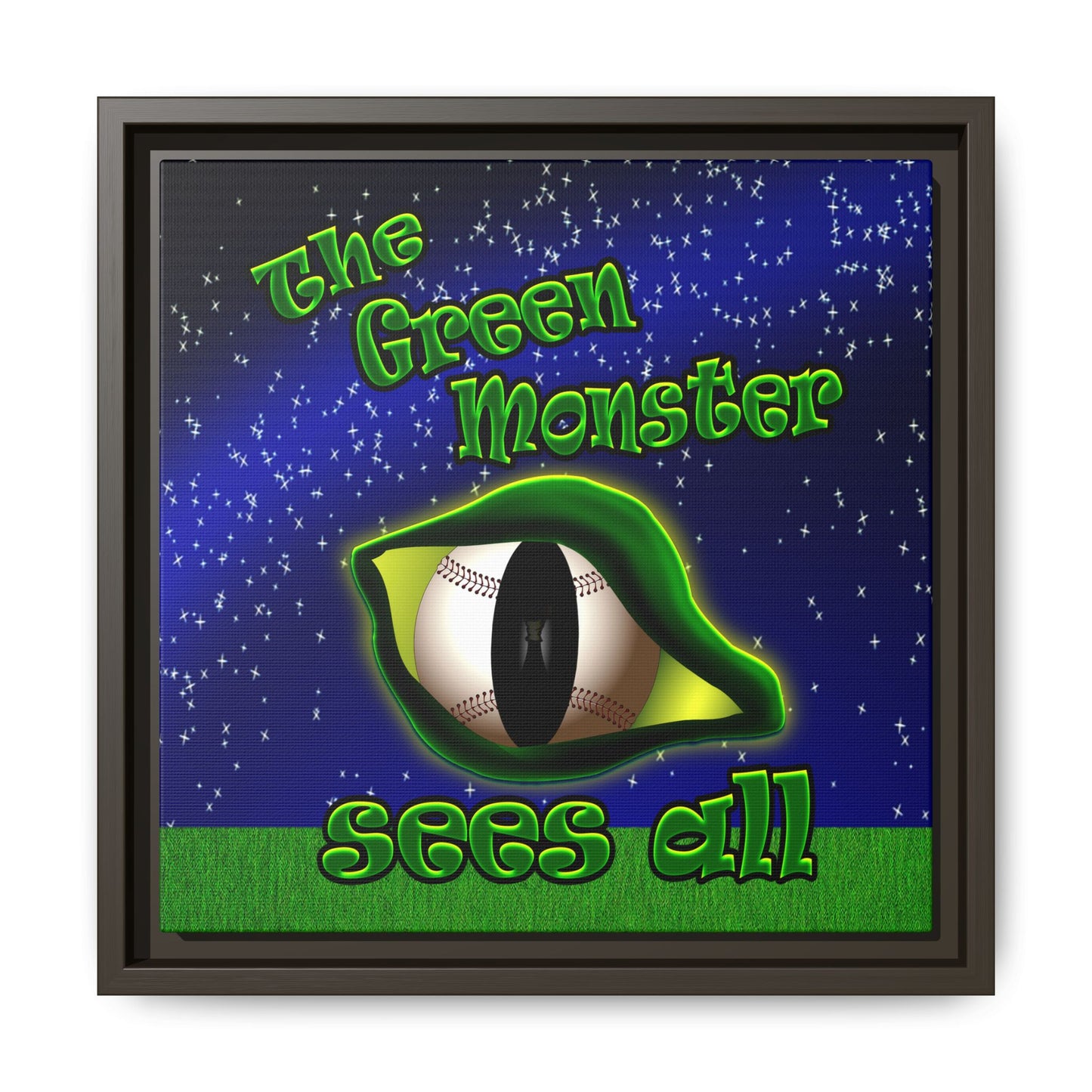 green monster - framed canvas art ('snoops' background)