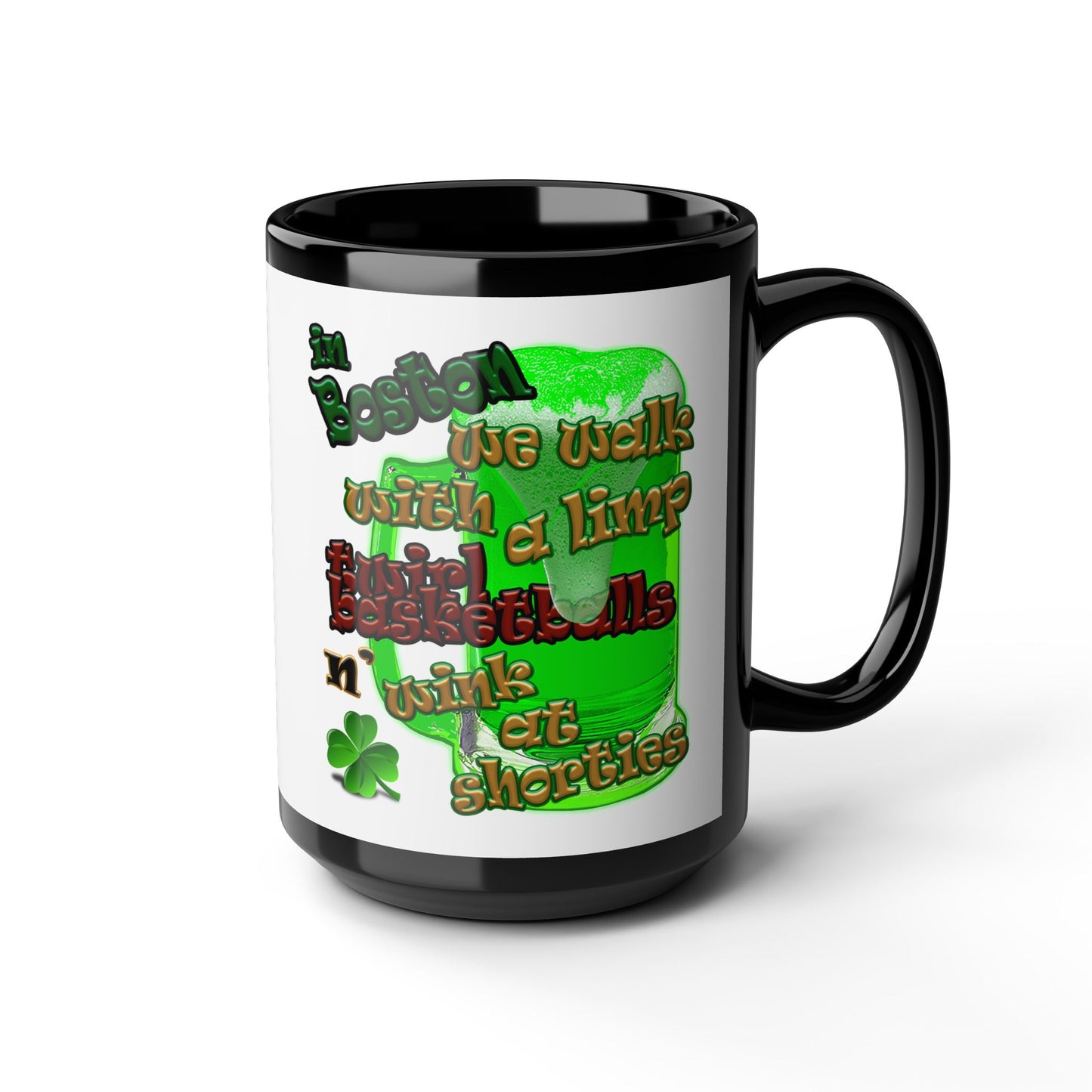 celtics logo - Black Mug (white)