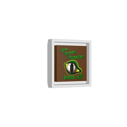 green monster - framed canvas art (brown)