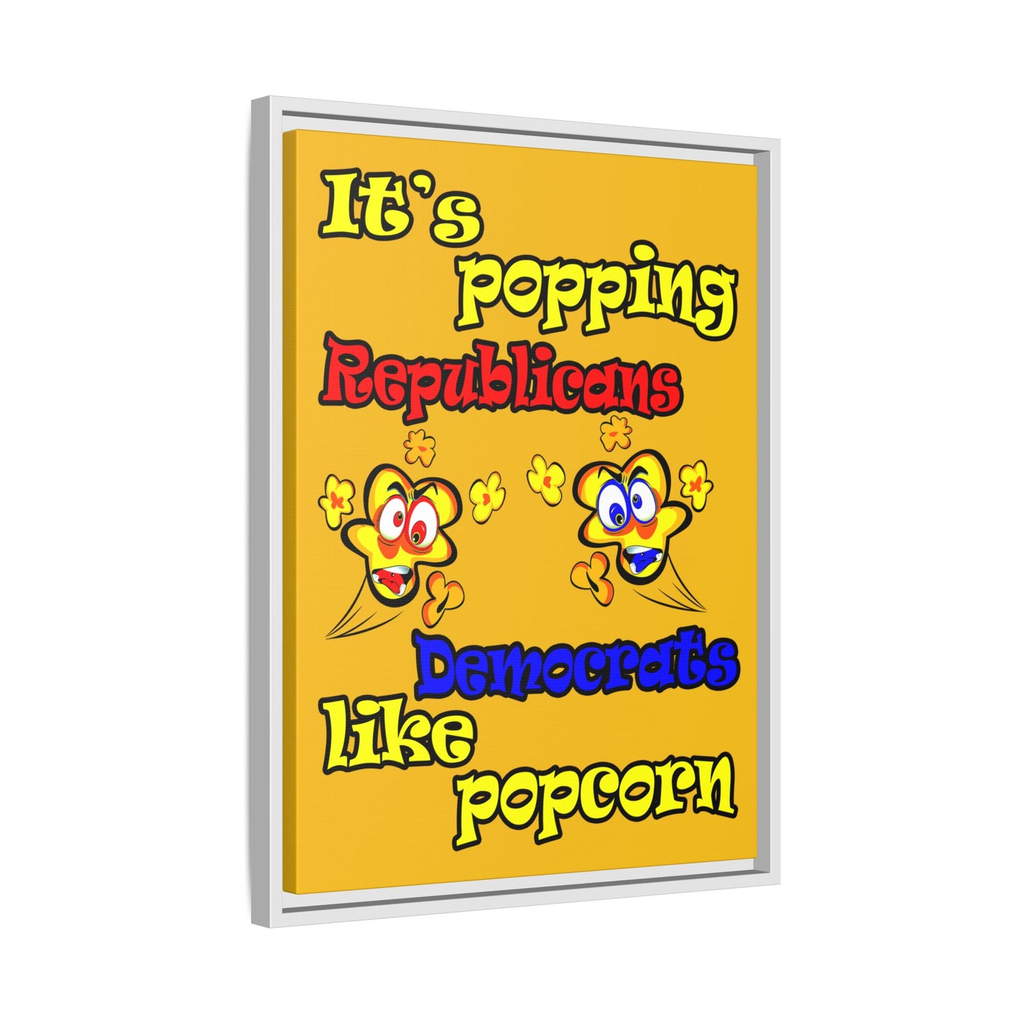 popping like popcorn - framed canvas art (yellow)