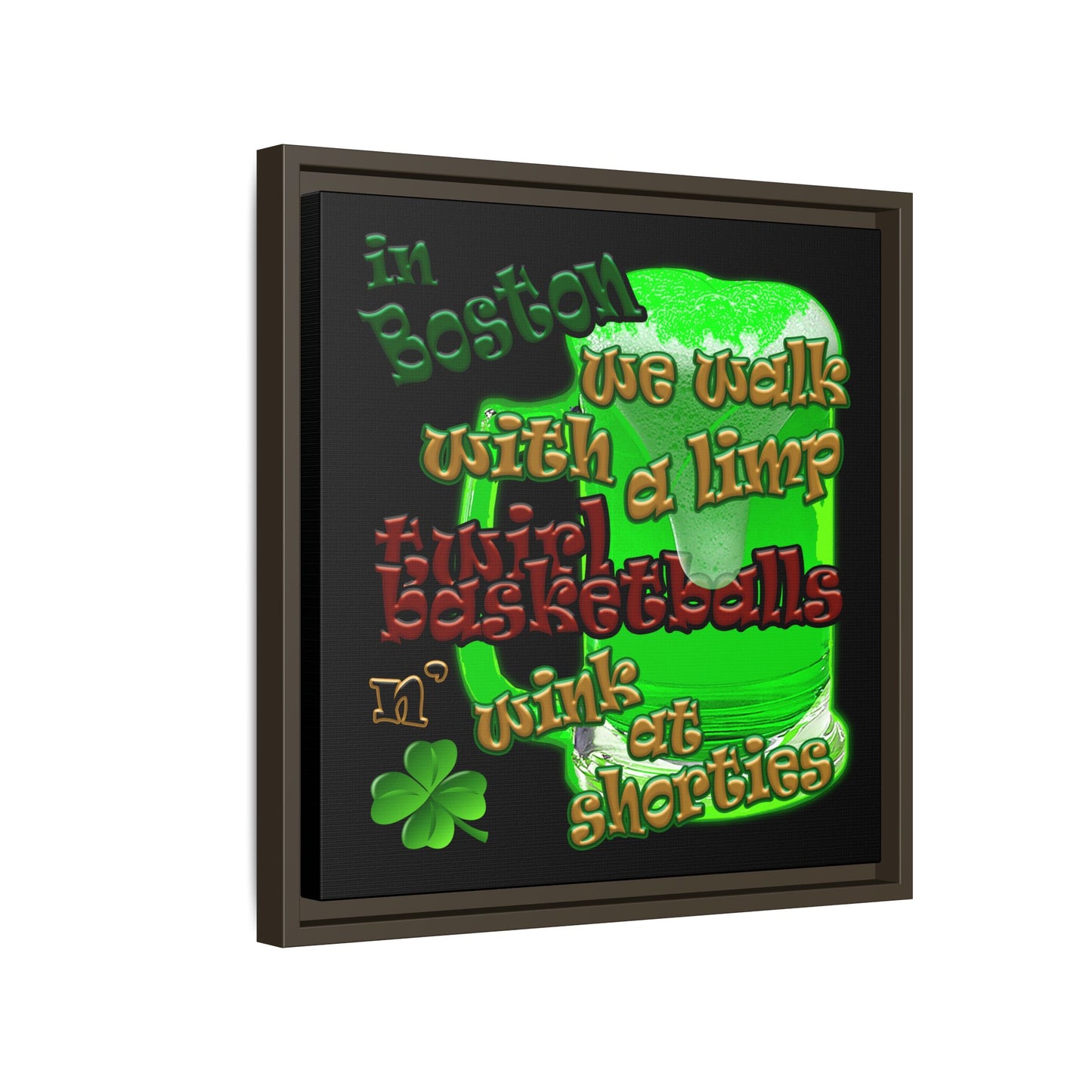 celtics logo - framed canvas art (black)