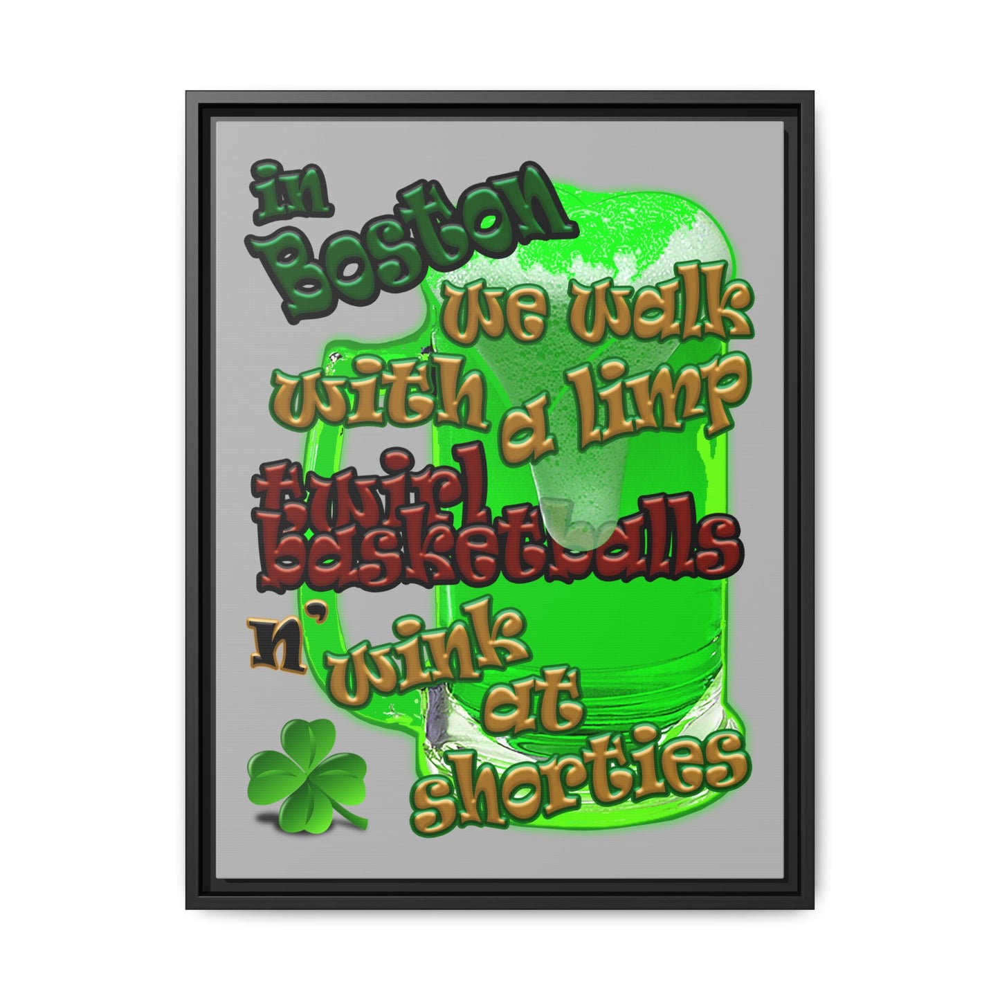 celtics logo - framed canvas art (light grey)