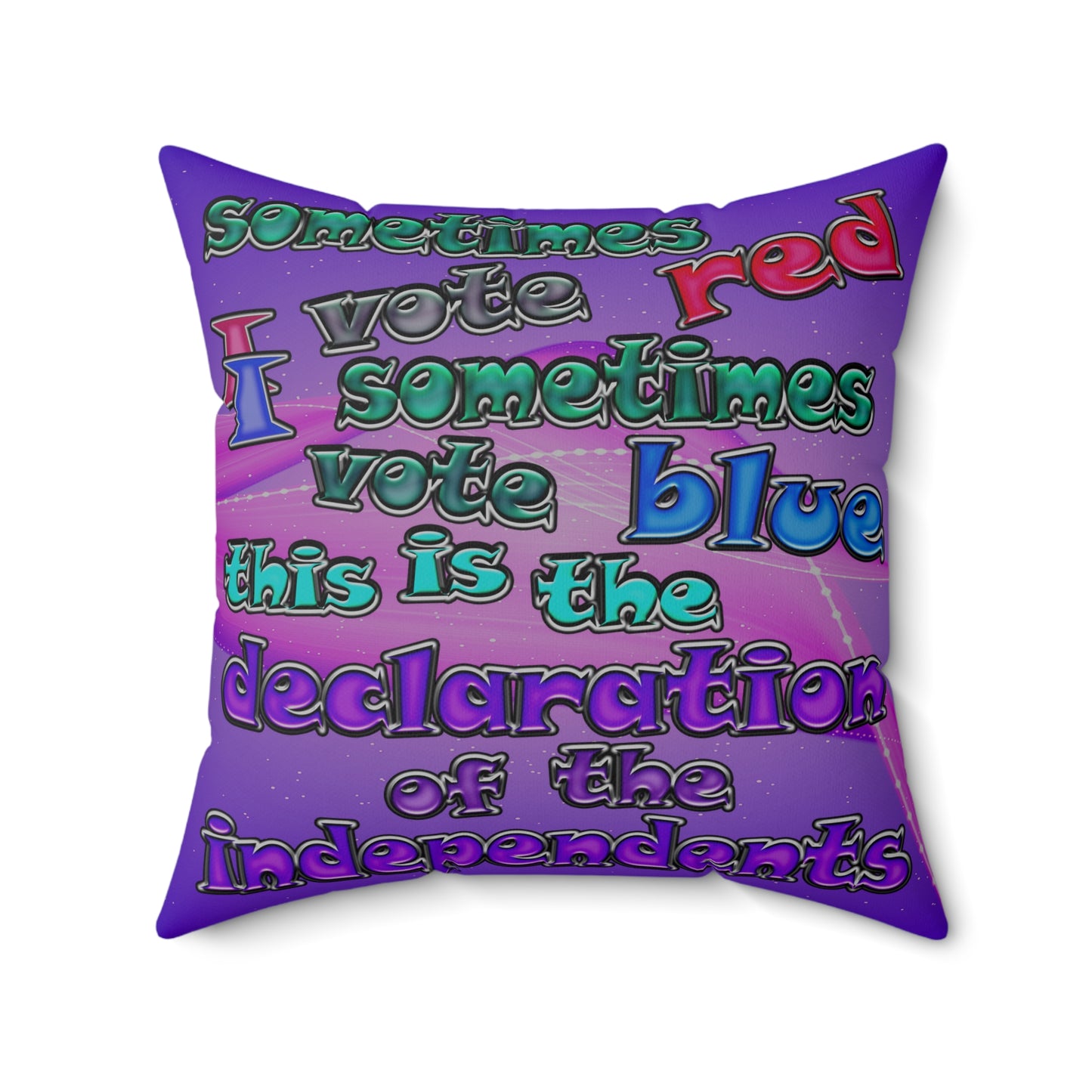 declaration of the independents - Spun Polyester Square Pillow - (purple-pink wave)