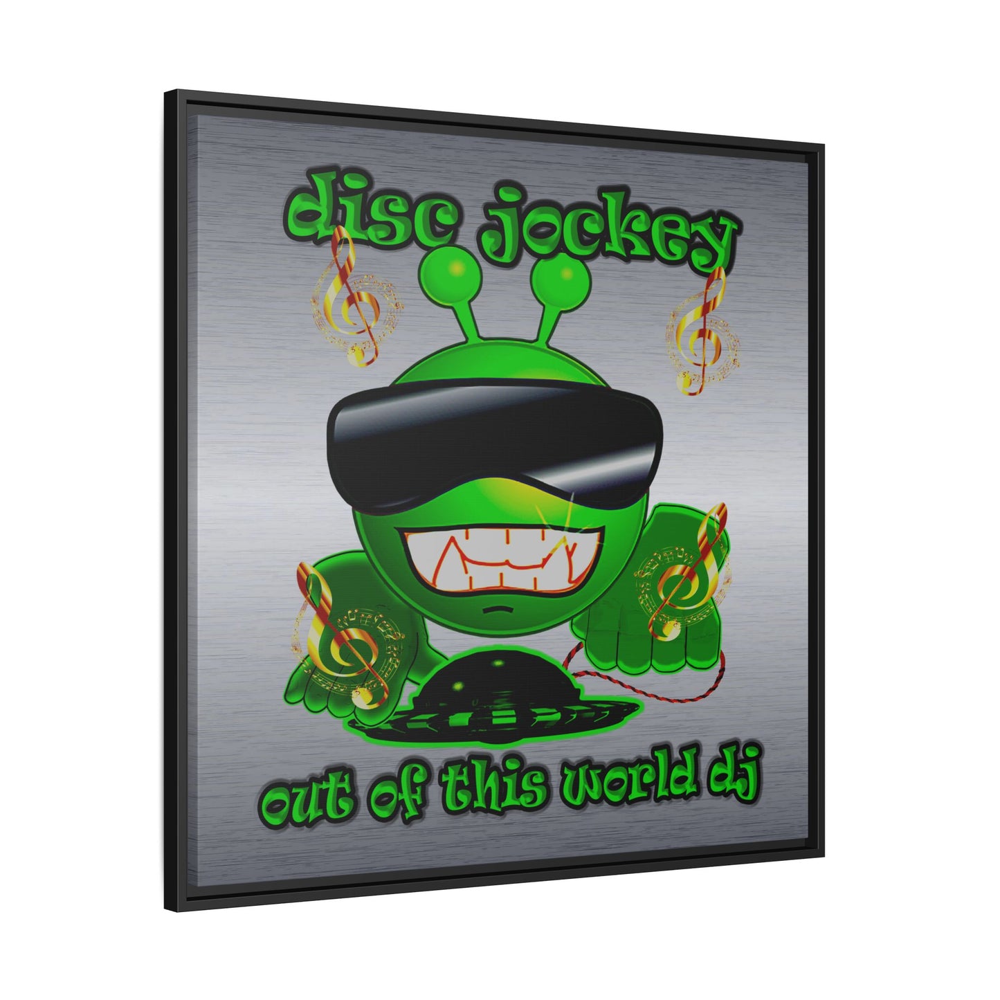 disc jockey - framed canvas art (brushed nickel)