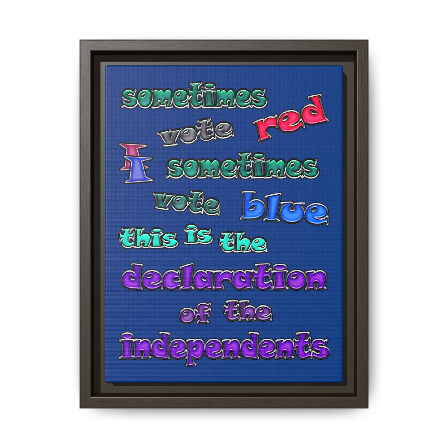 declaration of the independents - framed canvas art (dark blue)