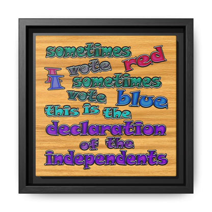 declaration of the independents - framed canvas art (butterscotch wood finish)