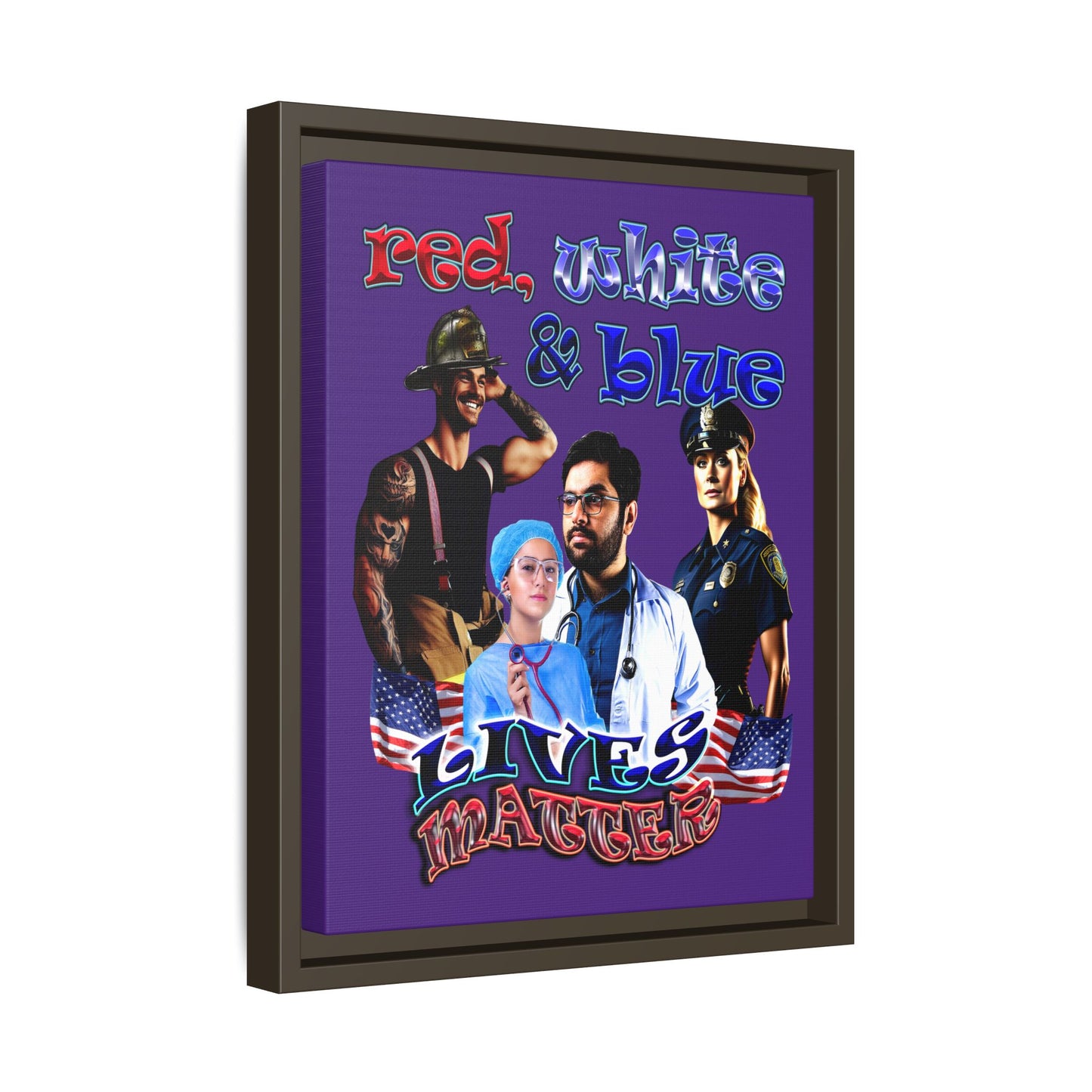 rw&b lives matter - framed canvas art (purple)