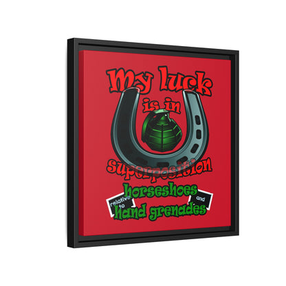 my luck - framed canvas art (dark red)