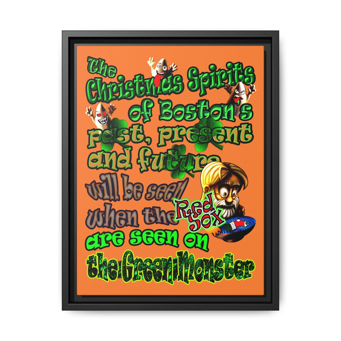 christmas spirits of boston - framed canvas art (crusta)