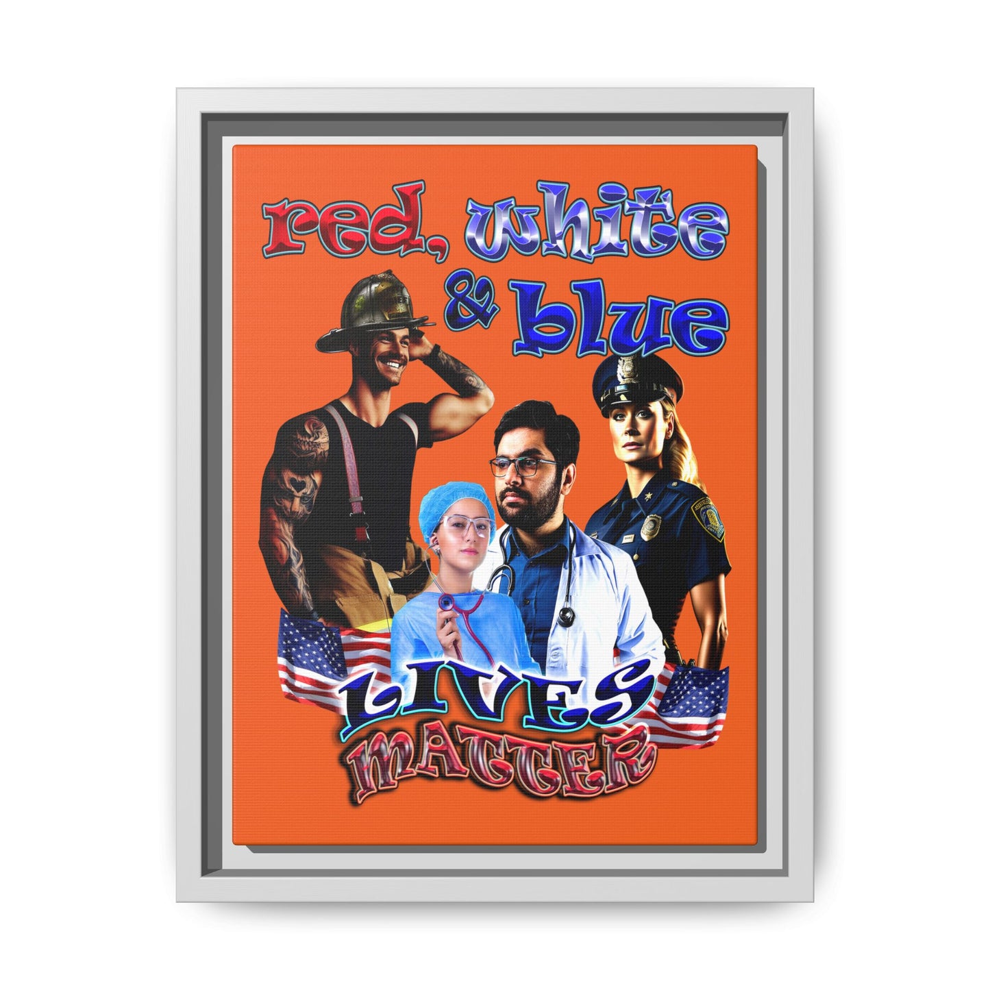 rw&b lives matter - framed canvas art (orange)
