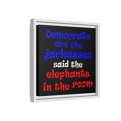 donkeys and elephants - framed canvas art (black)