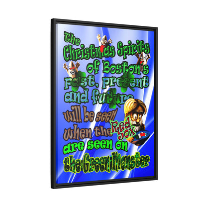 christmas spirits of boston - framed canvas art (blue-white wave)
