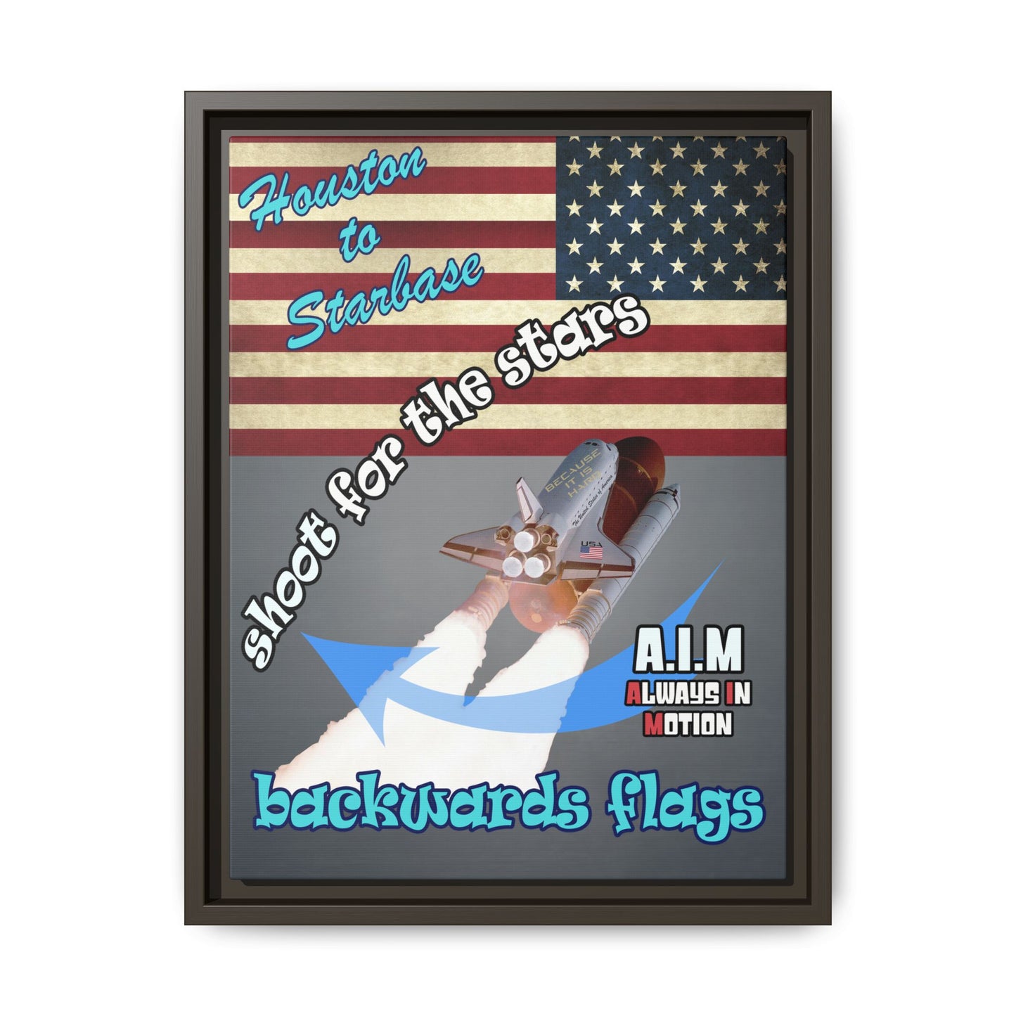 shoot for the stars - framed canvas art (grey-light grey)