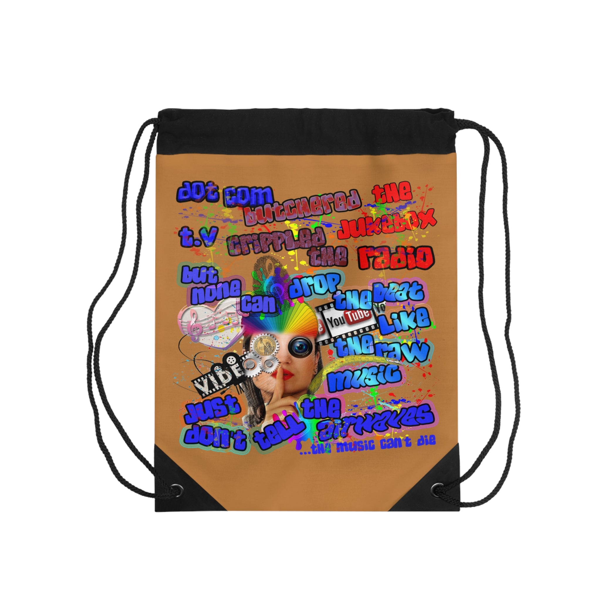 drop the beat - Drawstring Bag (light brown)