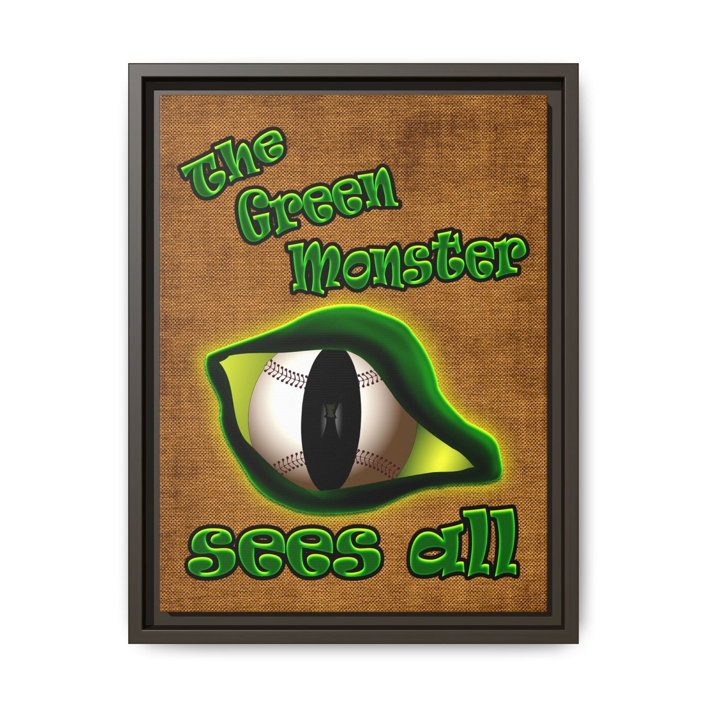 green monster - framed canvas art (brown papyrus)