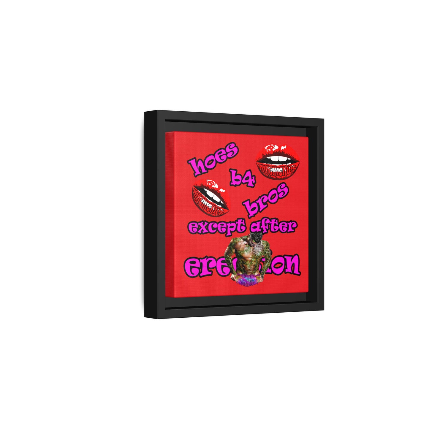 hoes b4 bros - framed canvas art (red)