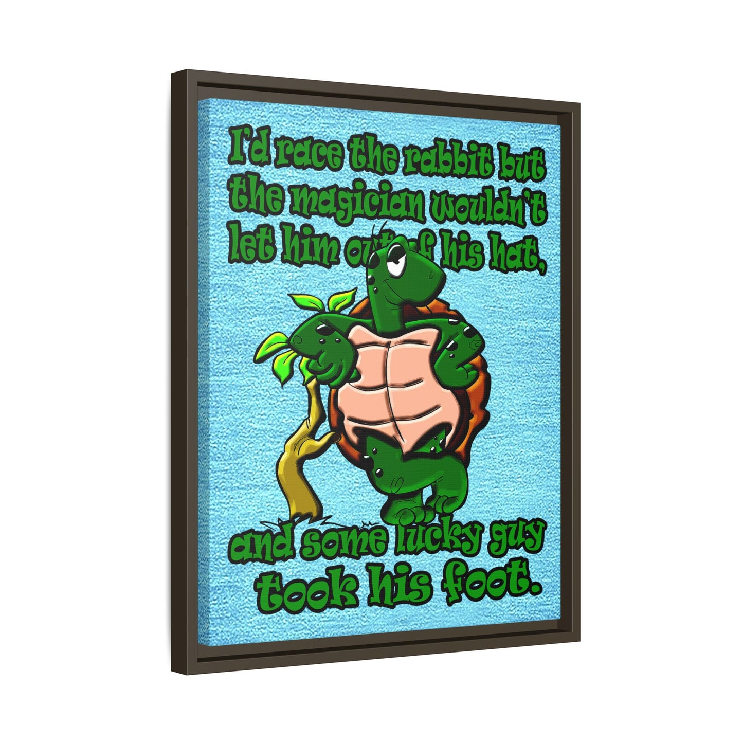turtle race - framed canvas art (faded blue)