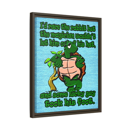turtle race - framed canvas art (faded blue)