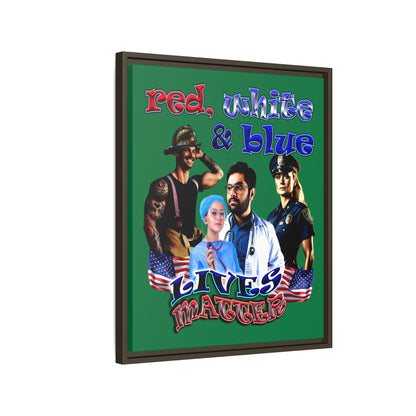 rw&b lives matter - framed canvas art (dark green)