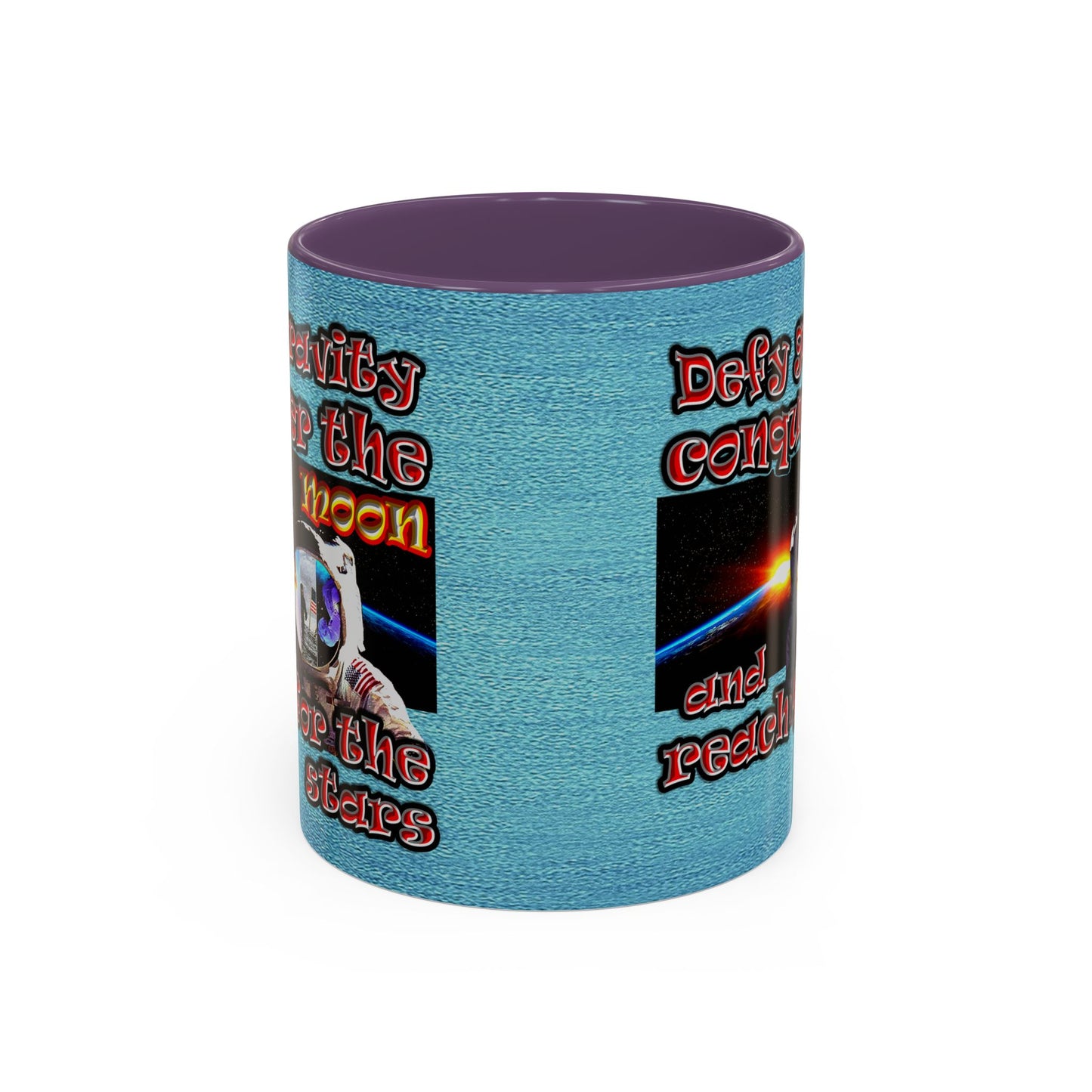 defy conquer reach - Accent Mug (faded blue)