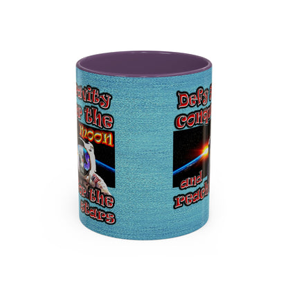 defy conquer reach - Accent Mug (faded blue)