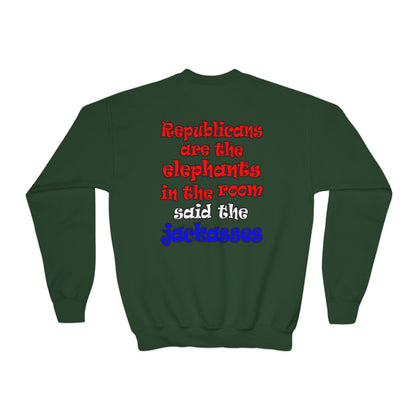 donkeys and elephants - Youth Crewneck Sweatshirt