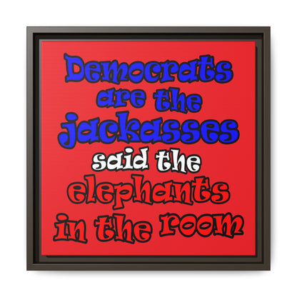 donkeys and elephants - framed canvas art (red)