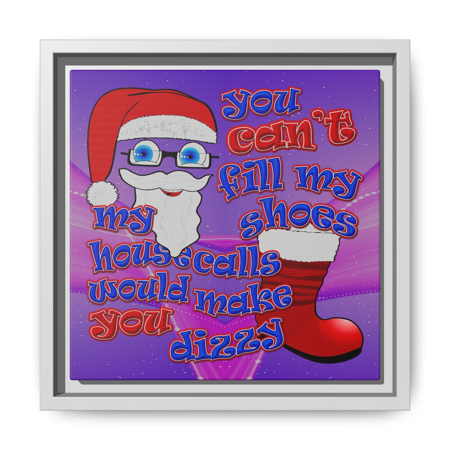 santa's shoes - framed canvas art (purple-pink wave)