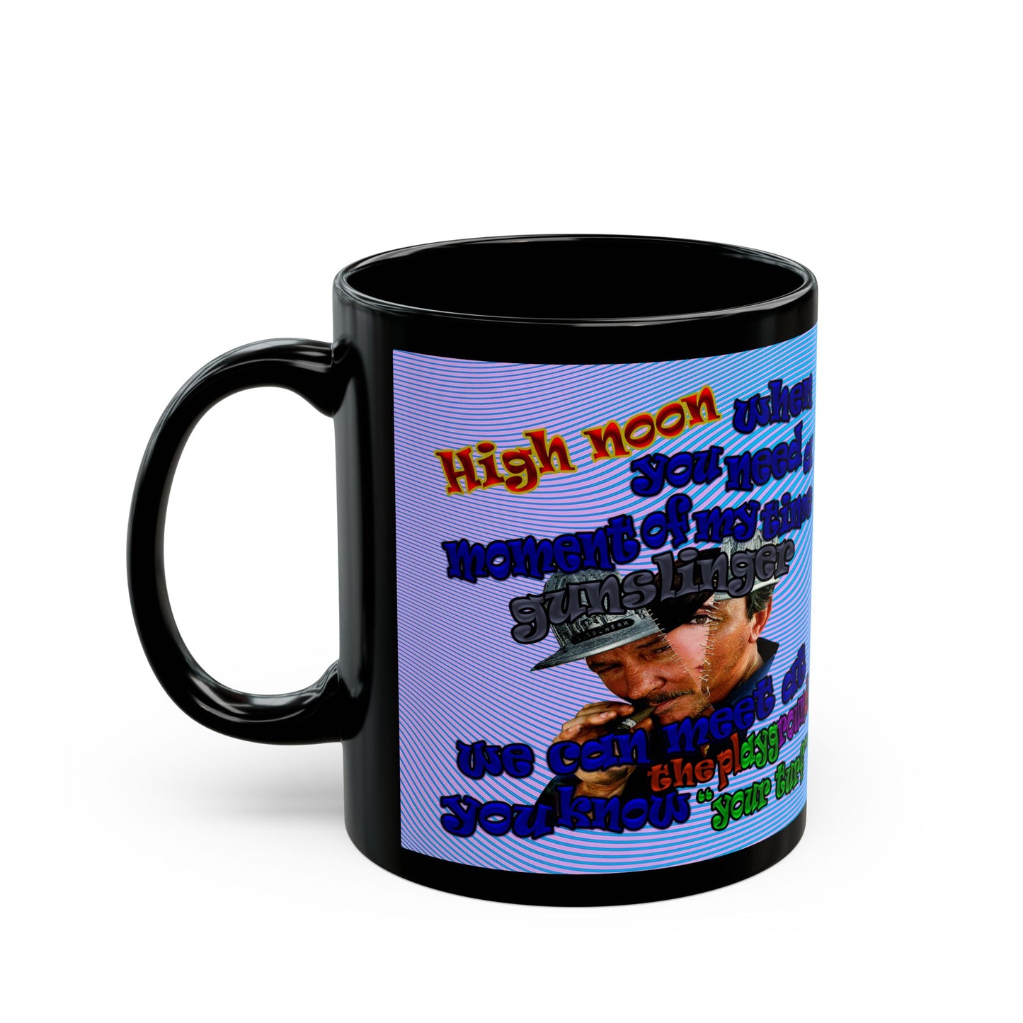 high noon - Black Mug (light blue-purple wave)